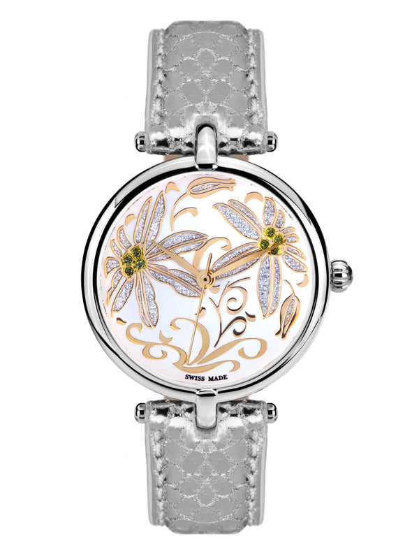 bracelet Uhren — Lederband Fleurs Volantes — Band — silber silber