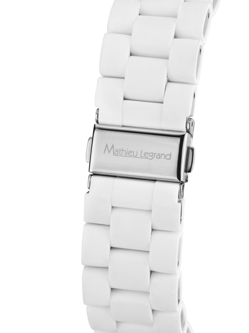 bracelet Uhren — Stahlband mit weichem Silikonüberzug Nacré — Band — weiss silber
