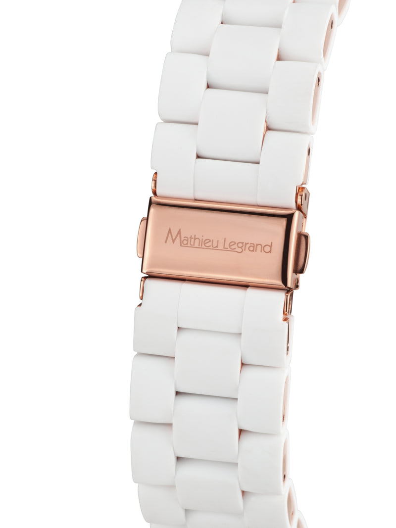 bracelet Uhren — Stahlband mit weichem Silikonüberzug Nacré — Band — weiss roségold