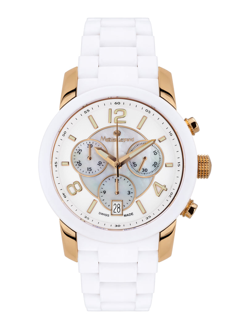 bracelet Uhren — Stahlband mit weichem Silikonüberzug Nacré — Band — weiss gold