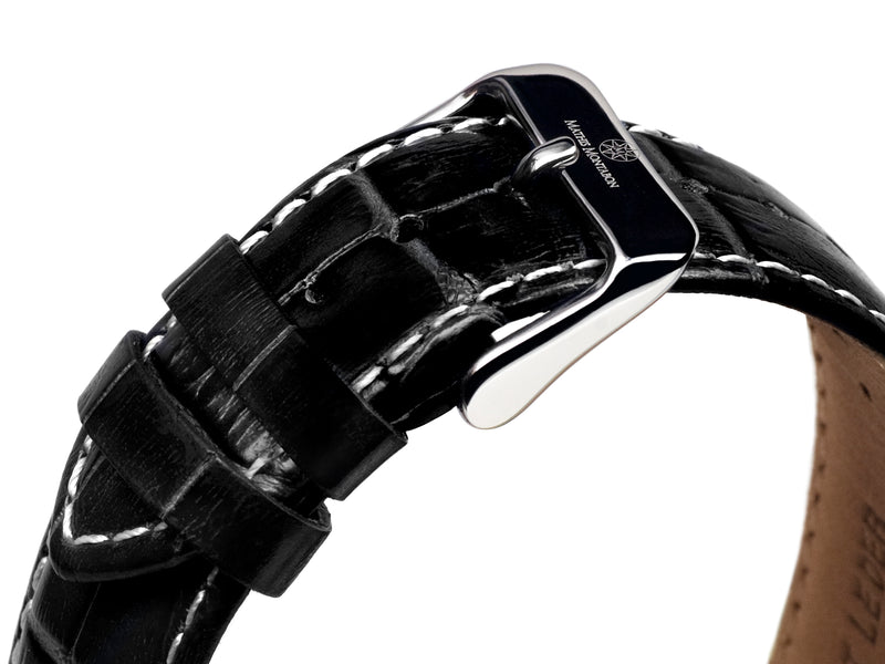 bracelet Uhren — Lederband Réserve de Marche — Band — schwarz silber