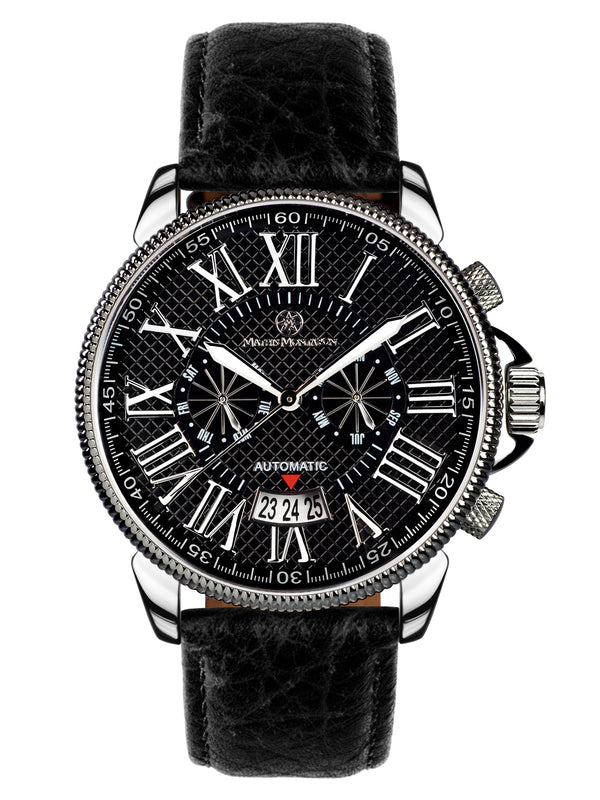 bracelet Uhren — Lederband Classique Moderne — Band — schwarz silber