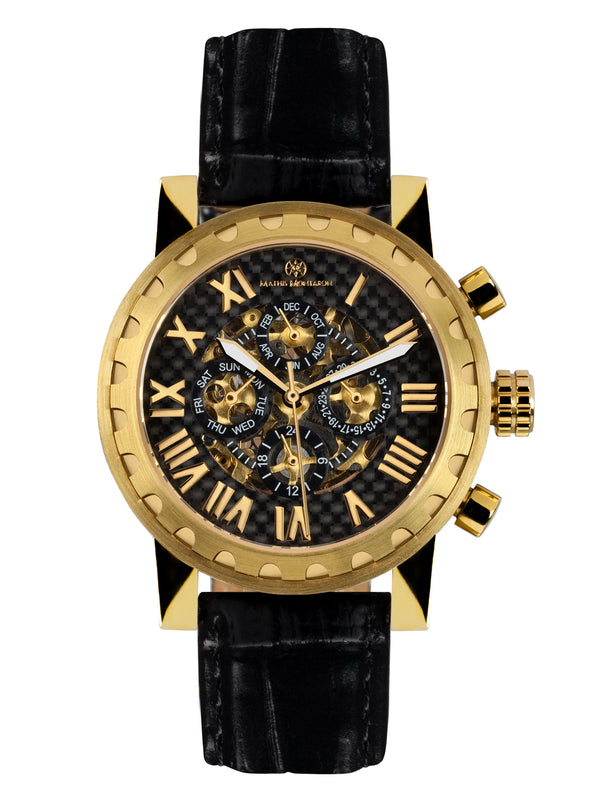 bracelet Uhren — Lederband Squelette — Band — schwarz gold