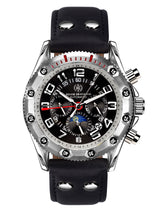 bracelet Uhren — Lederband Scaphandrier GMT — Band — schwarz silber
