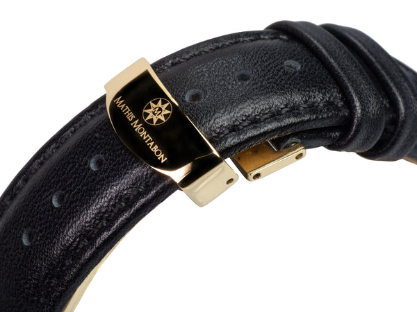 bracelet Uhren — Lederband Executive — Band — schwarz gold