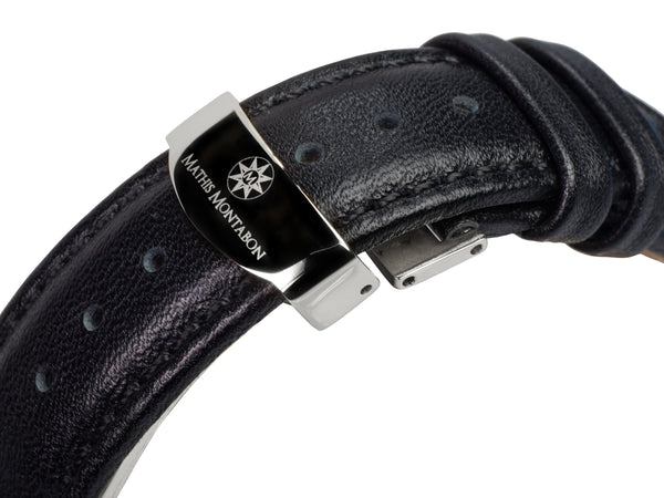 bracelet Uhren — Lederband Executive — Band — schwarz silber
