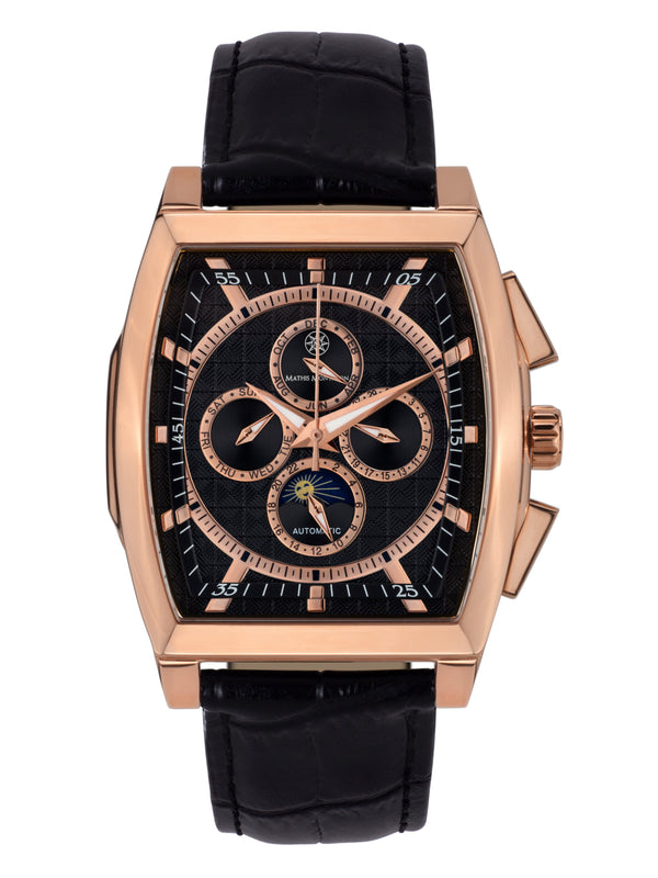 bracelet Uhren — Lederband Carrée — Band — schwarz roségold
