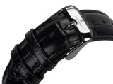 bracelet Uhren — Lederband Retrograde — Band — schwarz silber