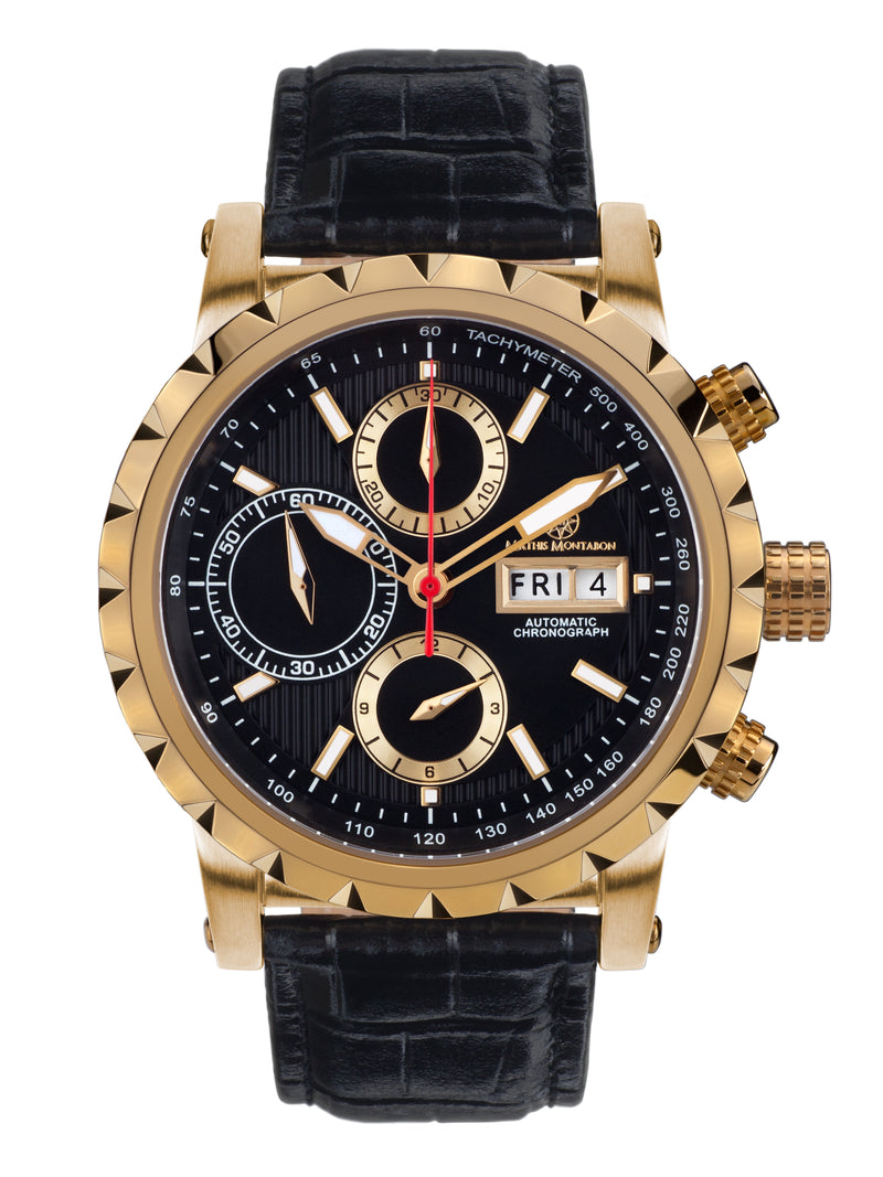 bracelet Uhren — Lederband Le Chronographe — Band — schwarz gold