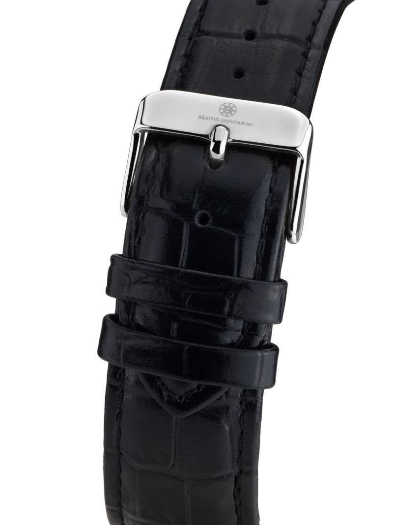 bracelet Uhren — Lederband Le Chronographe — Band — schwarz silber