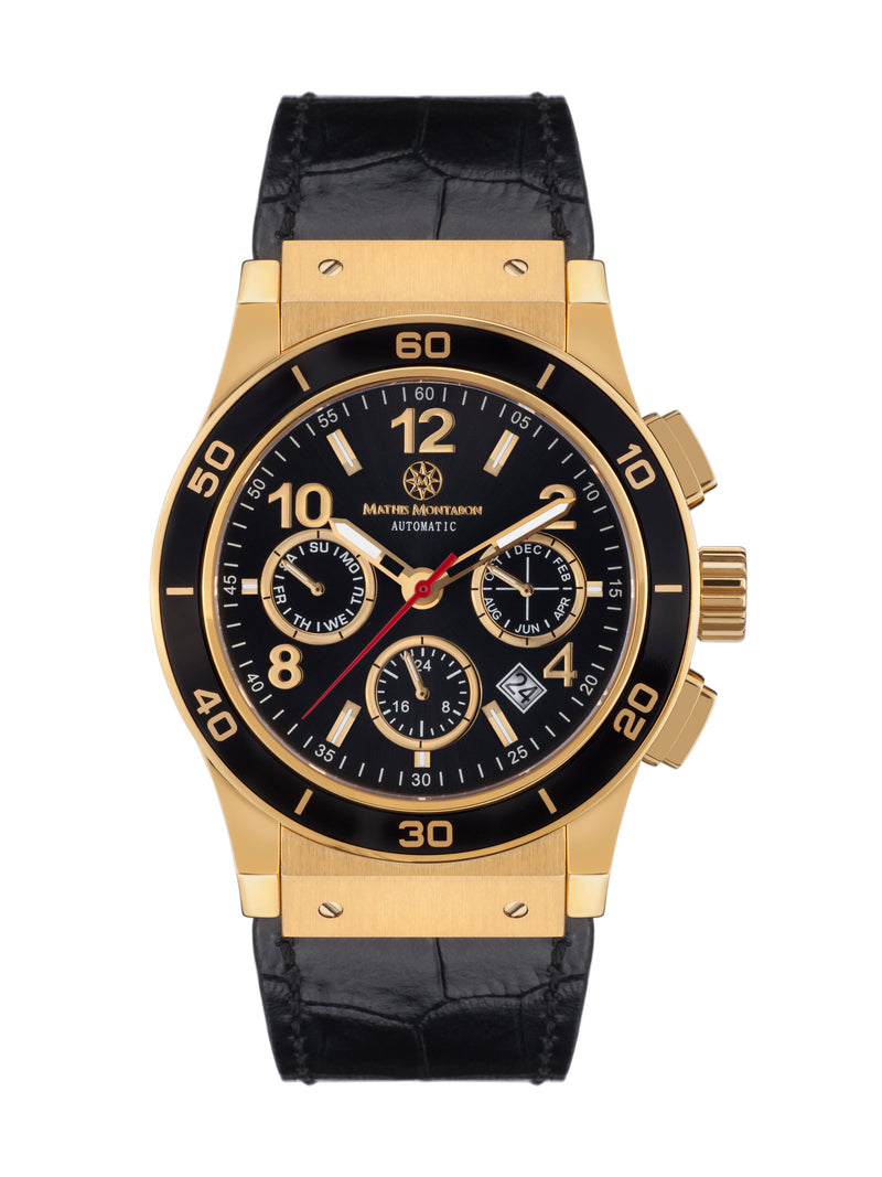 bracelet Uhren — Lederband Noblesse — Band — schwarz gold