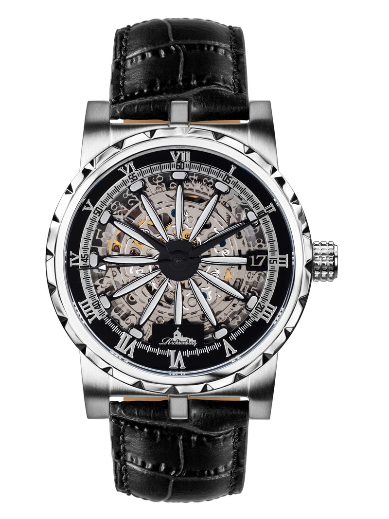 bracelet Uhren — Lederband Arkadius — Band — schwarz silber