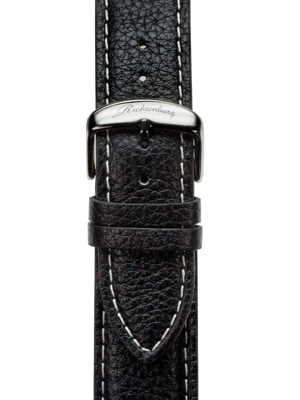 bracelet Uhren — Lederband Newport — Band — schwarz silber