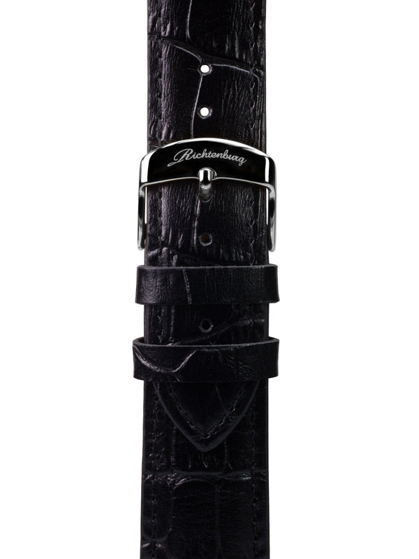 bracelet Uhren — Lederband Athen — Band — schwarz silber