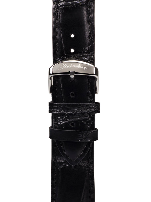 bracelet Uhren — Lederband Kaiman — Band — schwarz silber
