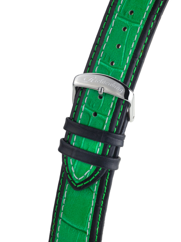 bracelet Uhren — Lederband Jakarta — Band — schwarz grün silber