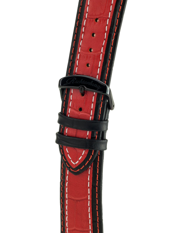 bracelet Uhren — Lederband Jakarta — Band — schwarz rot schwarz