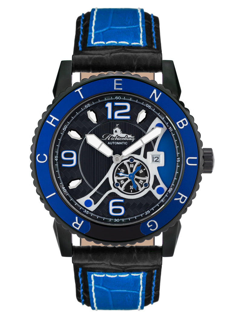 bracelet Uhren — Lederband Jakarta — Band — schwarz blau schwarz