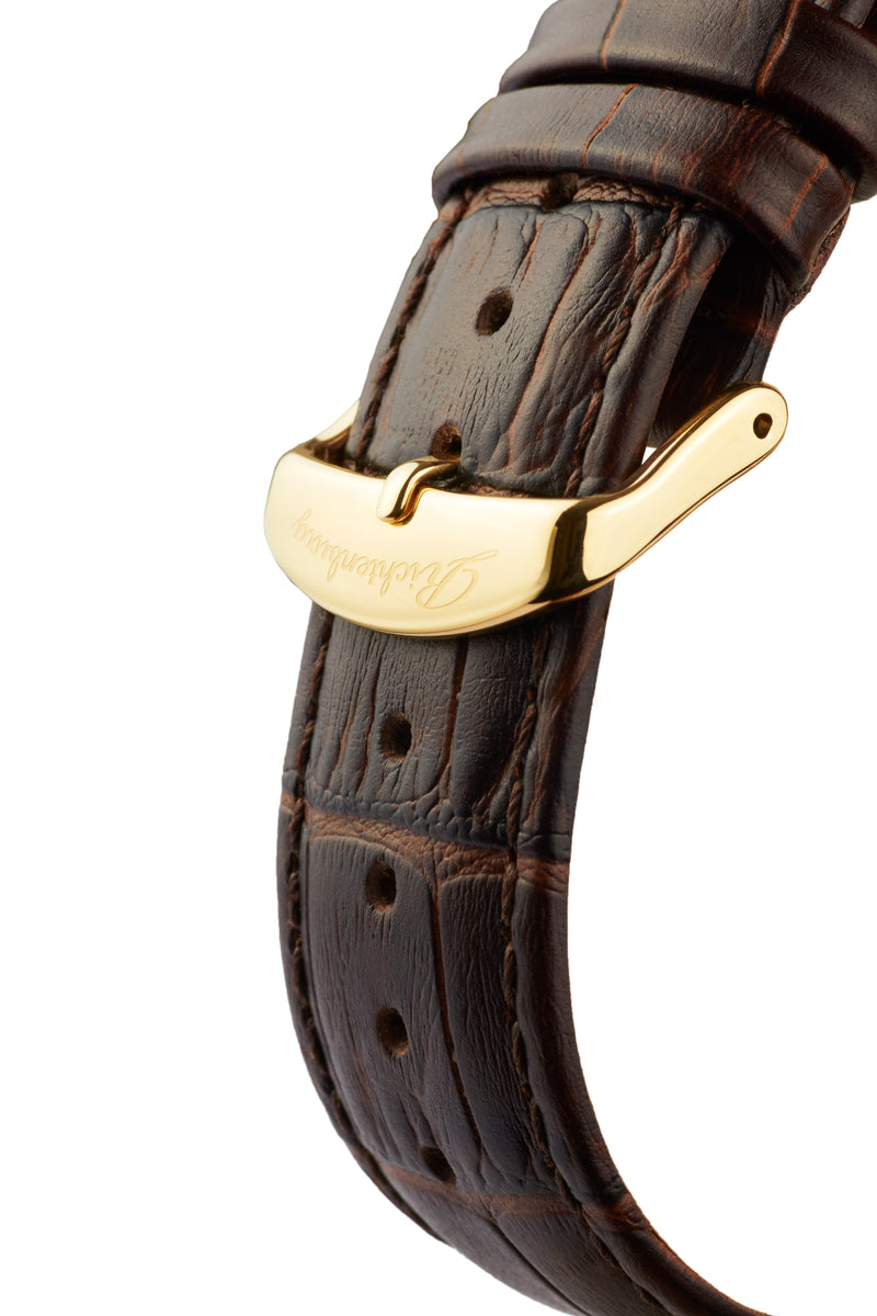 bracelet Uhren — Lederband Threeway — Band — braun gold