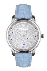 bracelet Uhren — Lederband Zaara — Band — babyblau silber