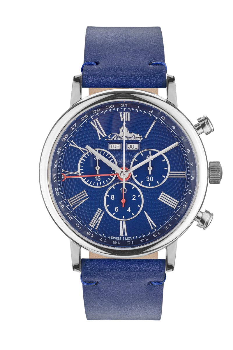 bracelet Uhren — Lederband Burbank — Band — blau silber